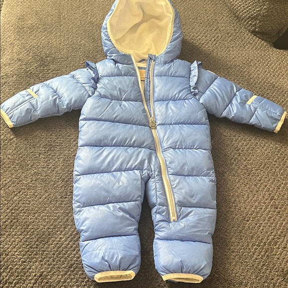 MK Blue Puffer Baby Snowsuit with Hood - Picture 1 of 4